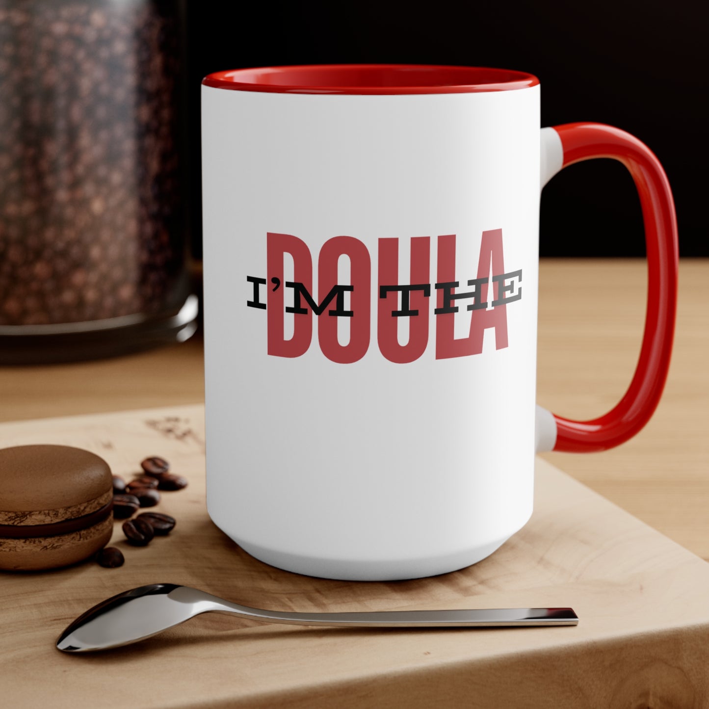"I'm The Doula" Two-Tone Coffee Mug- Red