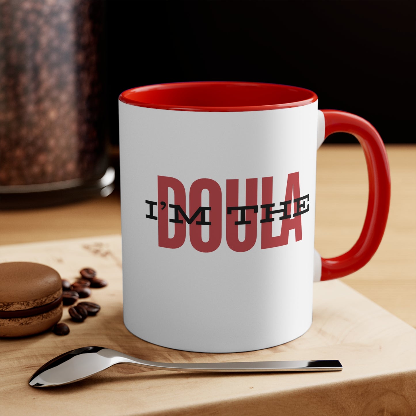 "I'm The Doula" Two-Tone Coffee Mug- Red
